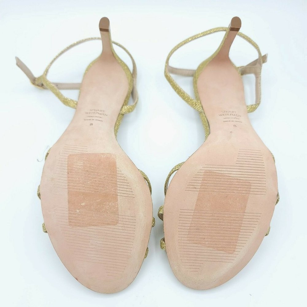 Stuart Weitzman Crisscross Metallic Glitter Sandal - Picture 5 of 6